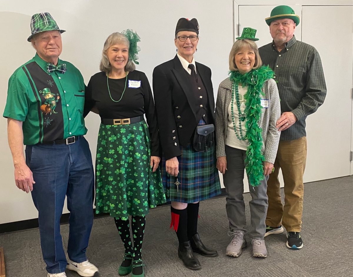 Welcoming spring and Zoe Brumfield to a festive observance are (l to r) Larry Keen, Debbie Keen, Brumfield, Teresa Bellah and Lester Bellah.