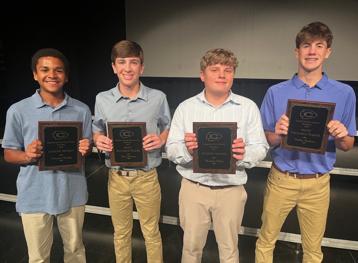 Pictured (l to r) are junior high award winners Harrison Cooley, Arrow Award; Ben Brunson, Most Valuable Player; Brenley Blair, Arrow Award; and Walker Jackson, Most Valuable Player.