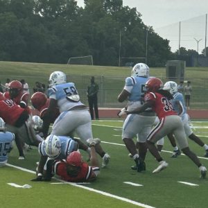 Arrow senior linebacker Donavon Shaifer (#35) makes a tackle against Ridgeland during a spring scrimmage.