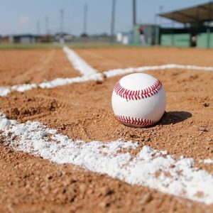 baseball sitting on the field near home plate