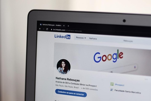 close up of a computer screen showing a linkedin profile