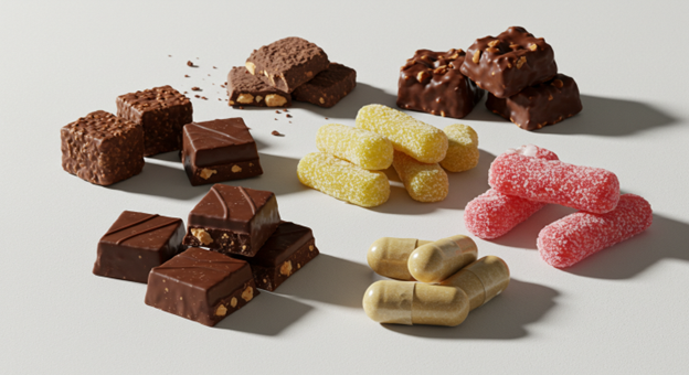 different types of candy and chocolate