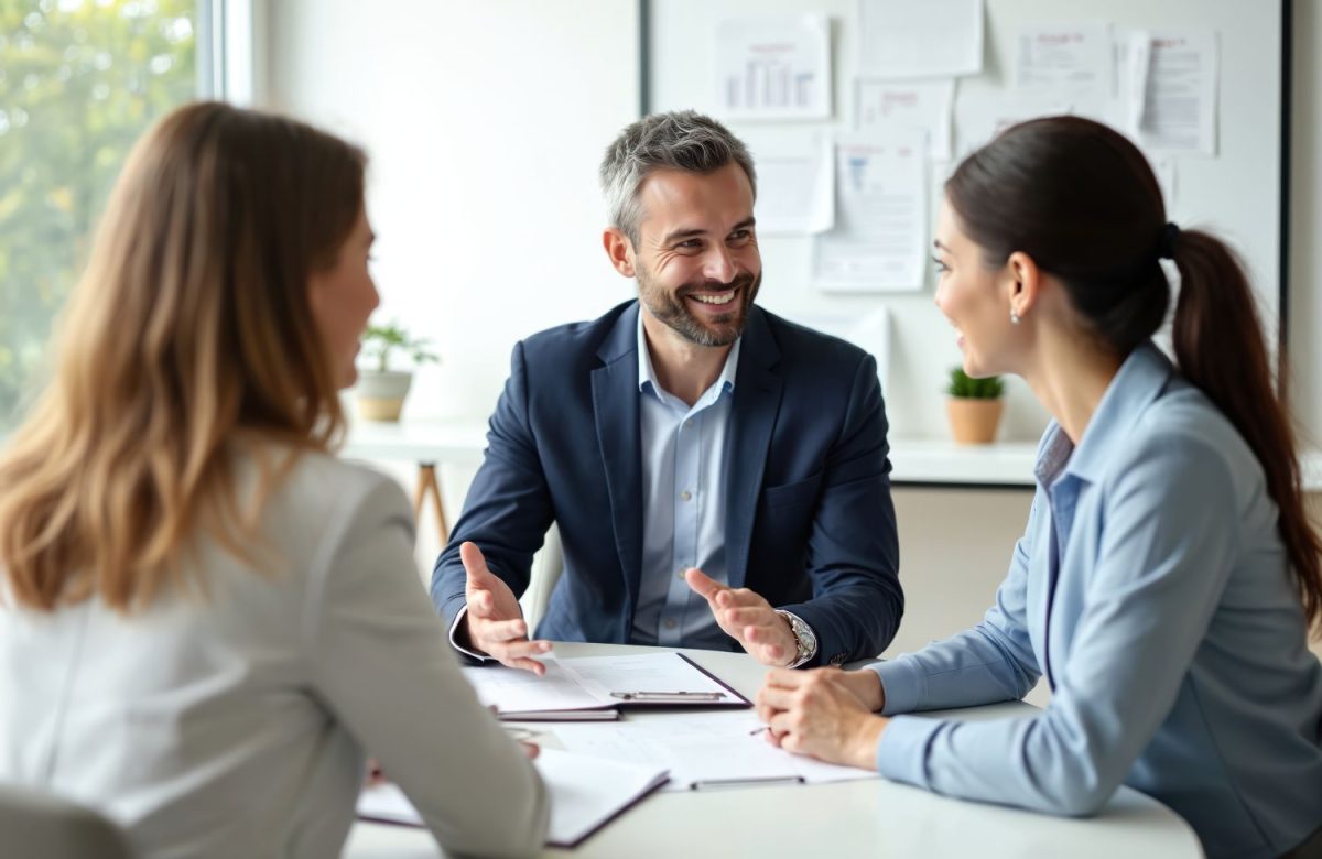 real estate professionals meeting at a table