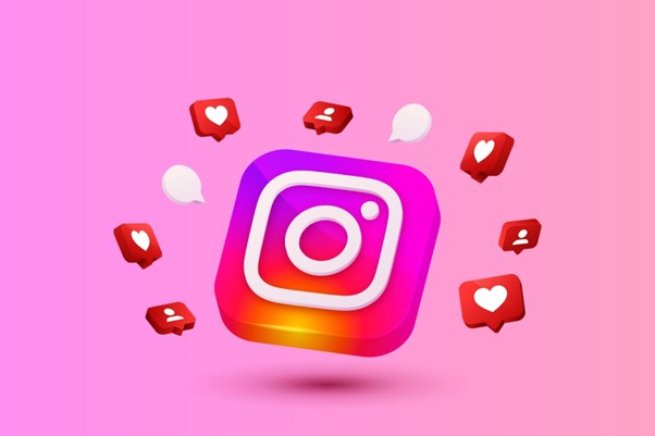 instagram logo with like icons