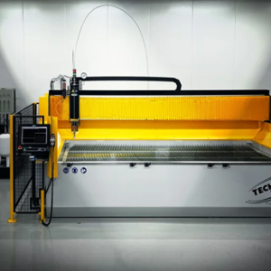 large waterjet machine in a factory