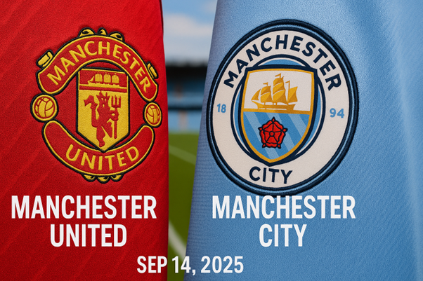 manchester patches on blue and red shirts