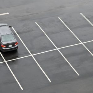 parking lot with one car