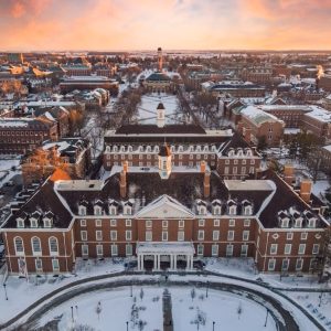 buildings covered in snow