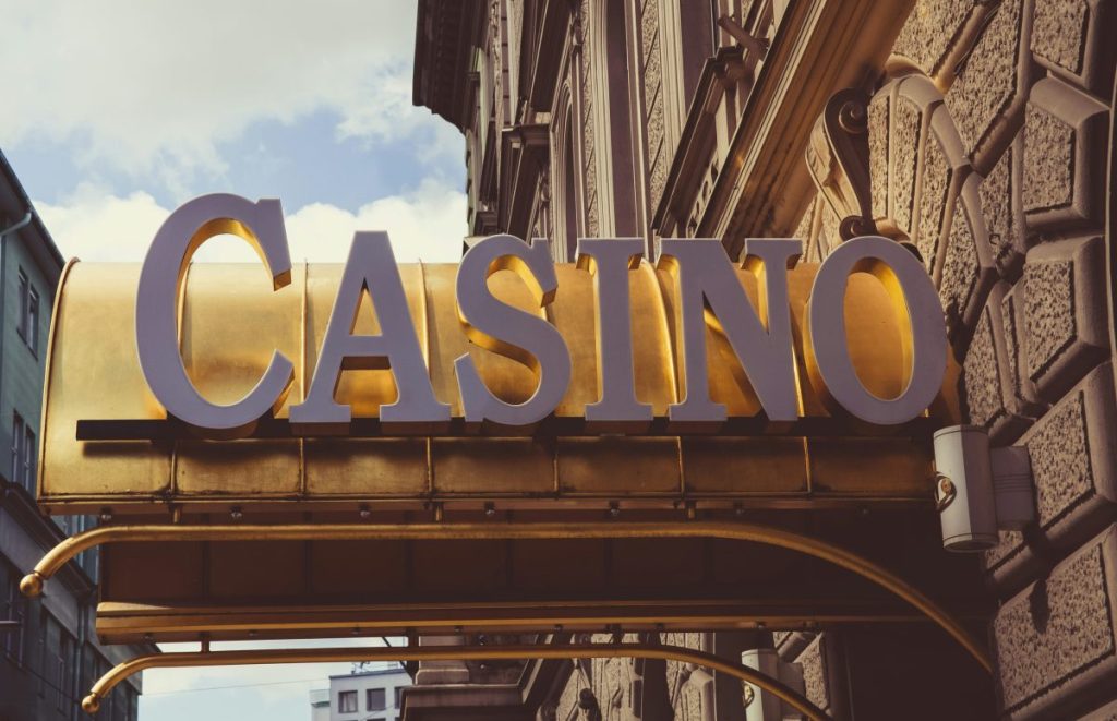 close up of casino sign