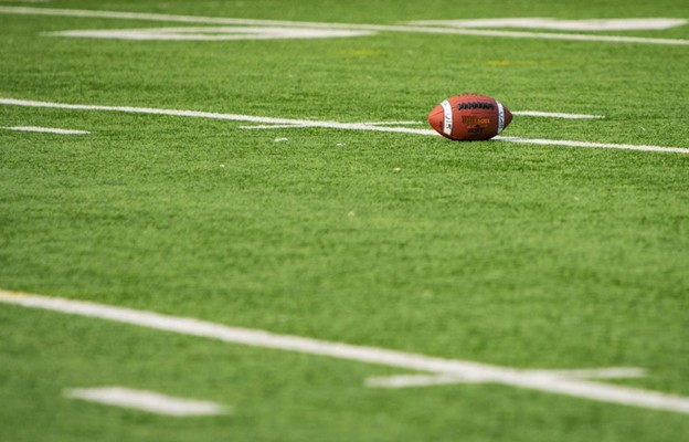 a football on a football field