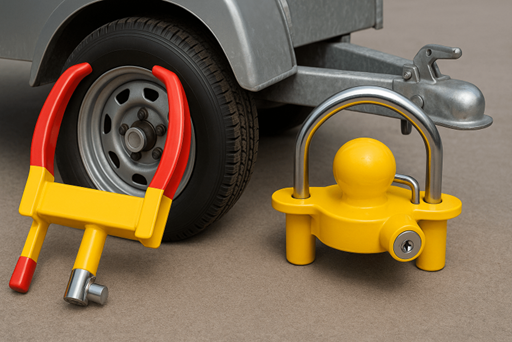 trailer security wheel and coupler locks