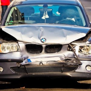 silver bmw car wrecked