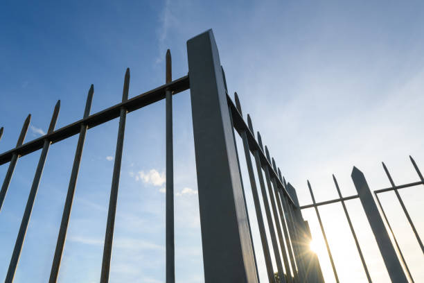close up of metal fence