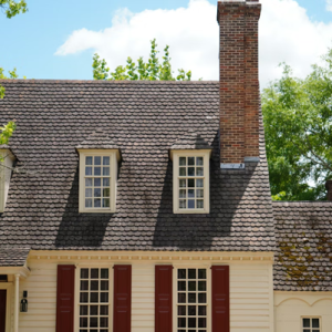 closeup of house with chimney