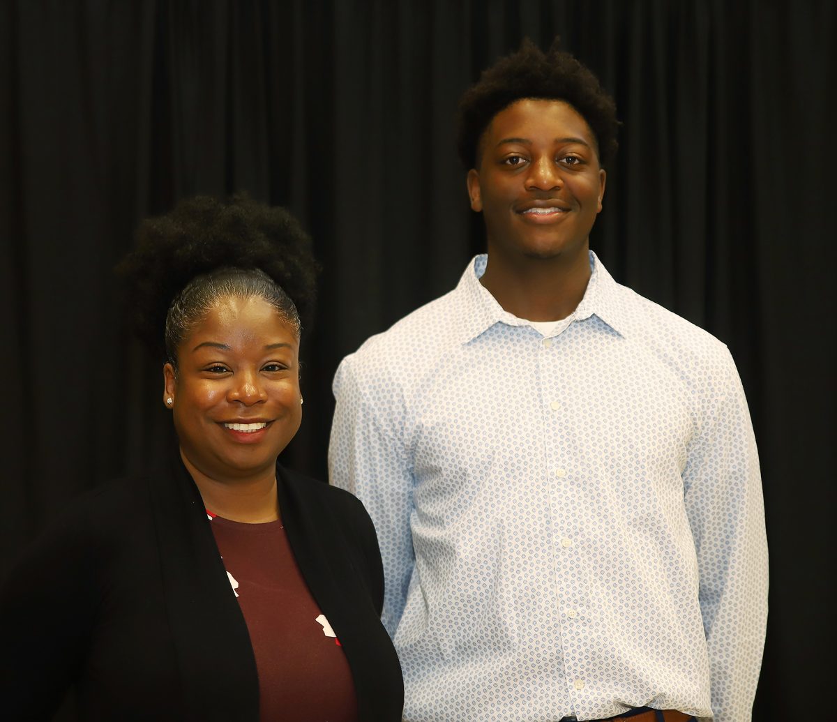 Ethan Ross of Clinton (right) received the Soul City Solar STEM Scholarship. He is pictured with Quita Bride (left). 