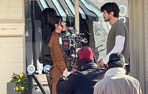 Lucy Hale, star of The Twelve Dates of Christmas, is shown in a scene filmed in Clinton's Olde Towne on December 19.