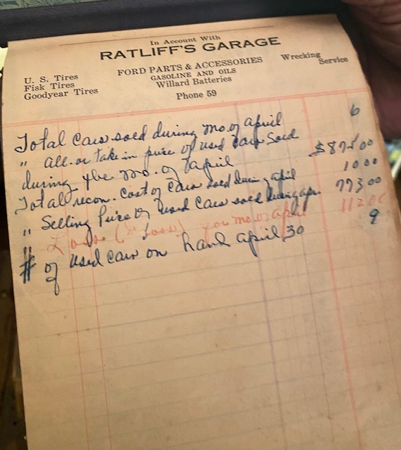 Ledgers and accounting records are among Ratliff memorabilia.