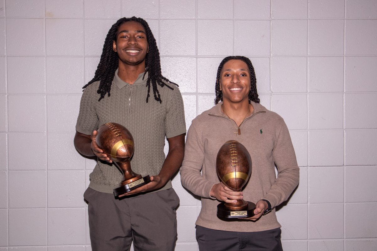 Seniors Donovan Shaiffer (left) and Cameron Cornelius (right) were named team captains for the 2025 football season.