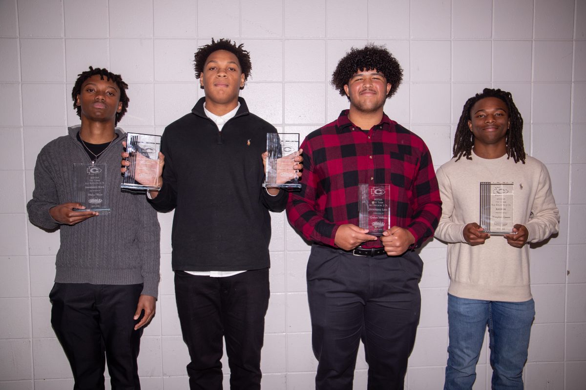 Clinton Arrow Football players were named to the MHSAA Region 2-7A All-Region 1st Team included (l to r) Miles Bass, Davon Merchant, Graham Williams and Braylen Spann. Merchant was also named to the All State team.