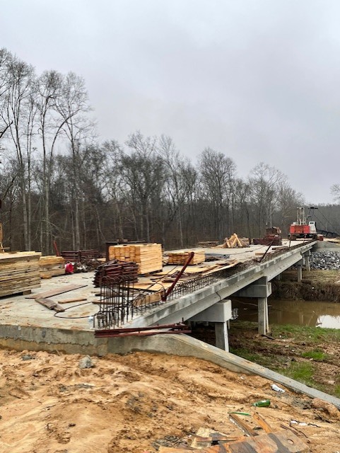 Work continues on the new Pinehaven Drive bridge over Bogue Chitto Creek.