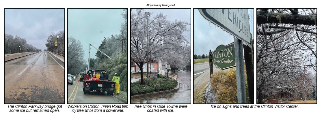 Clinton weathers ice storm