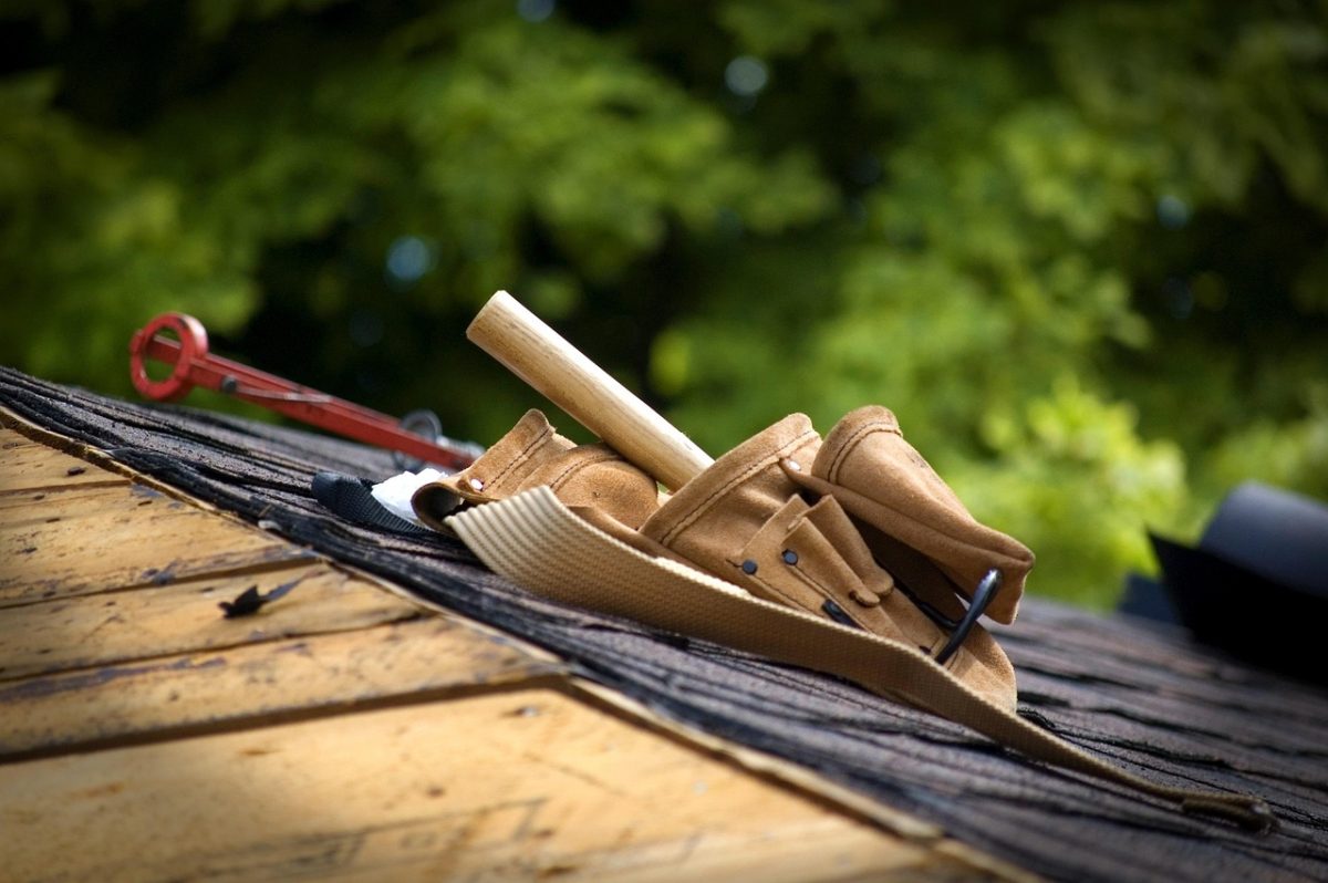 handyman belt laying on a roof