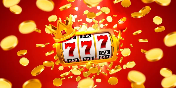 casino slot machine 777 with crown and coins flying