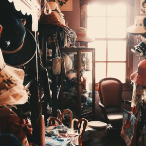 racks of hats in a store