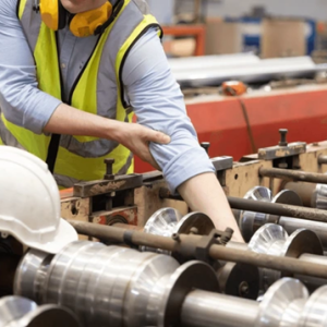 man sticks arm in machine