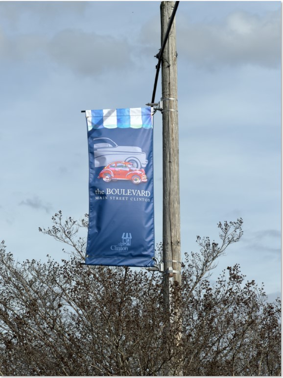 Main Street Clinton has installed twenty banners along the Main Street Clinton Boulevard Business District.