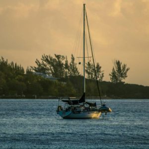 boat on the water at sunset