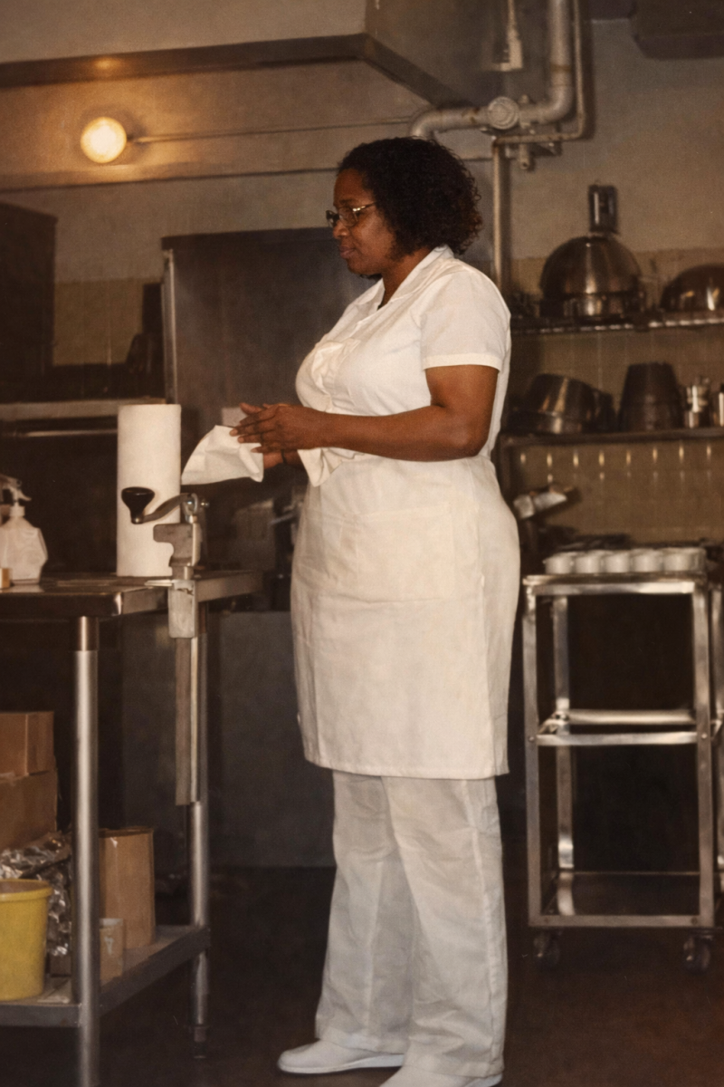 Lottie Wells, pictured at work years ago in the Northside Elementary School cafeteria.
