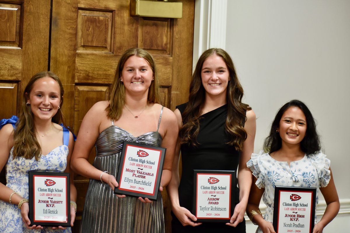 Pictured (l to r) are award winners Edi Renick, who received the JV Most Valuable Player Award, Ellyn Burchfield, who was named Most Valuable Player; Taylor Robinson, who received the Arrow Award; and junior high Most Valuable Player Norah Pradhan.