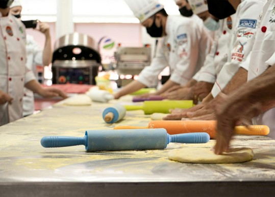 culinary school students in the kitchen