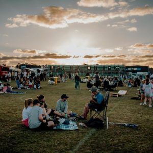 People at an outdoor fundraising event