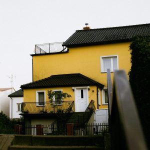 outside of yellow house