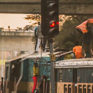 kids playing on top of a train