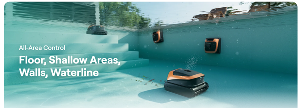 crystal clear water with a pool cleaner