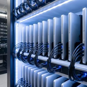 close up of laptops plugged in