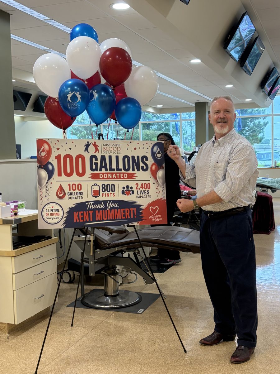 Clintonian Kent Mummert has donated over one hundred gallons of blood, impacting an estimated 2,400 lives across Mississippi.