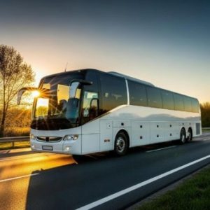 charter bus on the road