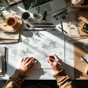 close up of someone design construction site