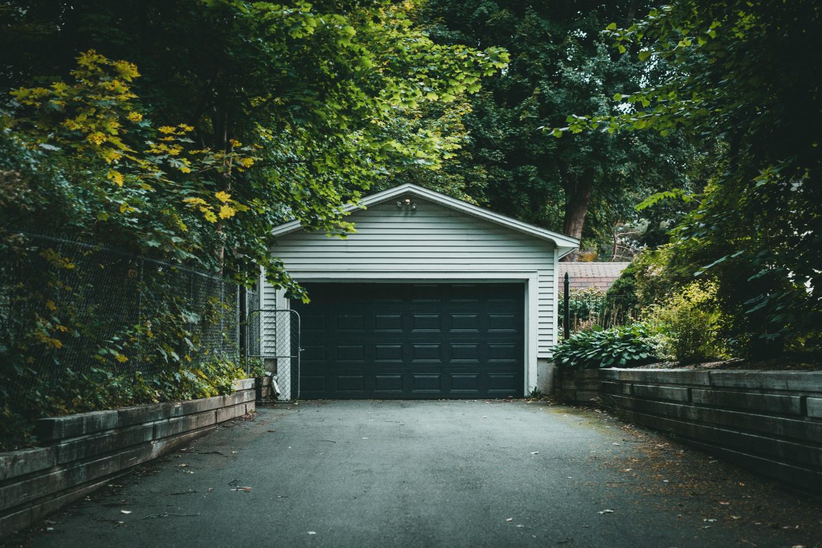 photo of garage door painted black
