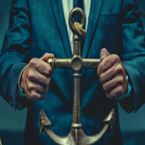 law professional holding an anchor