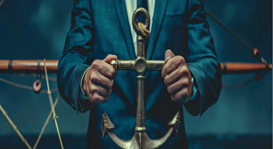 law professional holding an anchor