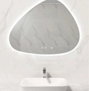 oddly shapped bathroom mirror