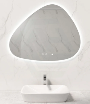 oddly shapped bathroom mirror