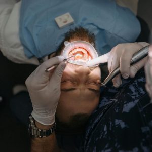 man getting a dental check up