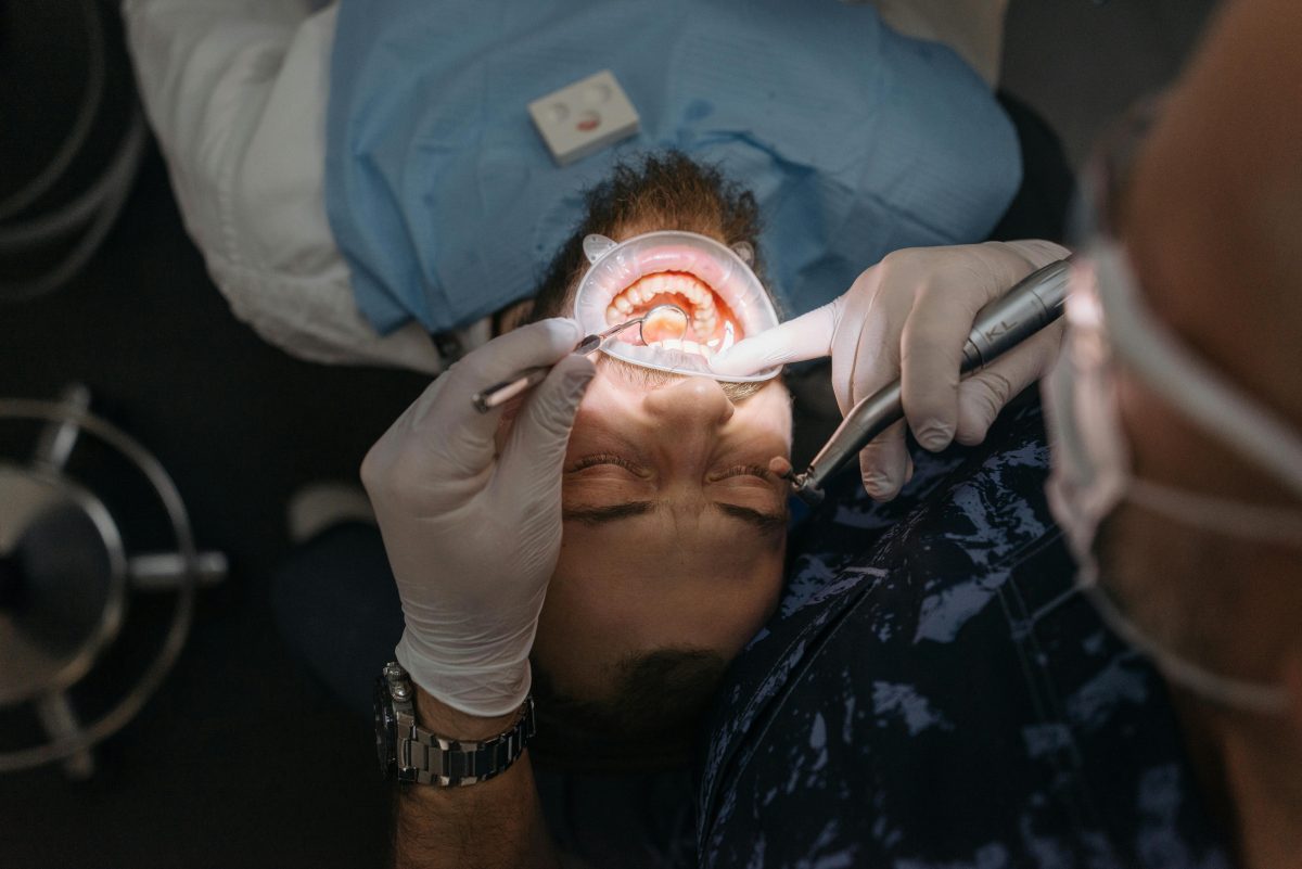 man getting a dental check up