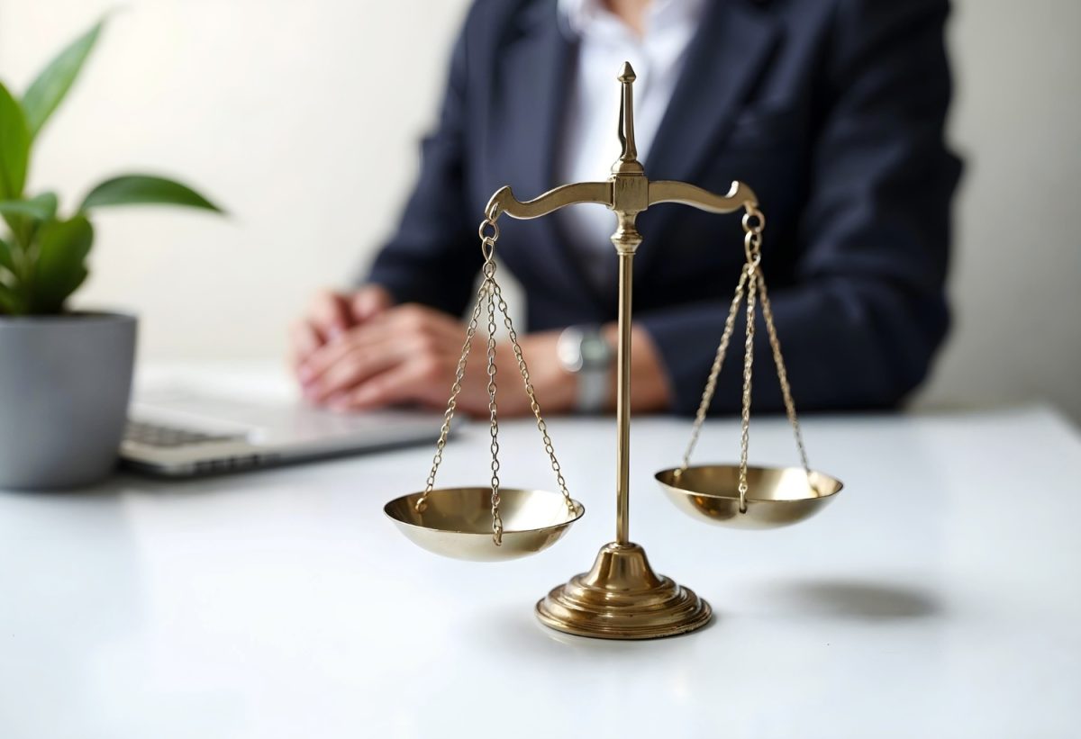 balance sitting on lawyers desk
